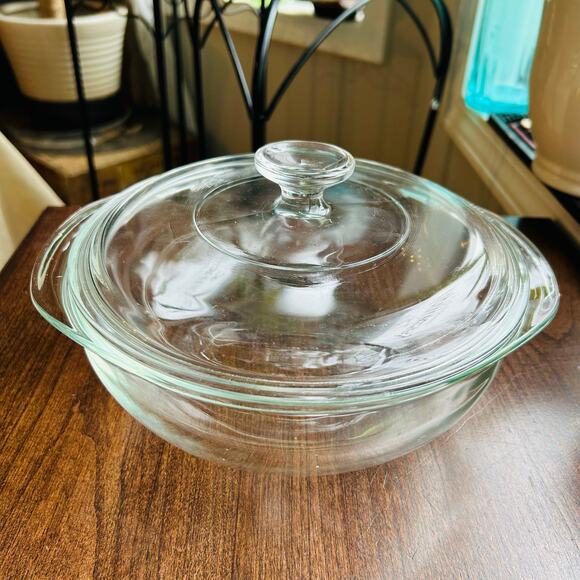 Vintage PYREX Originals Clear Dome Lid w Knob 2 QT Casserole dish bowl 024 - Picture 4 of 10